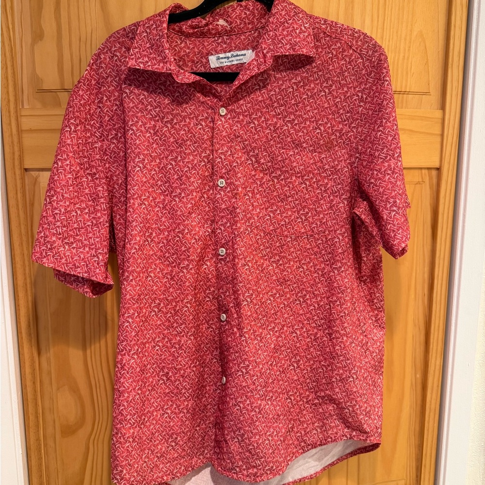 Tommy Bahama Red Geometric Casual Shirt